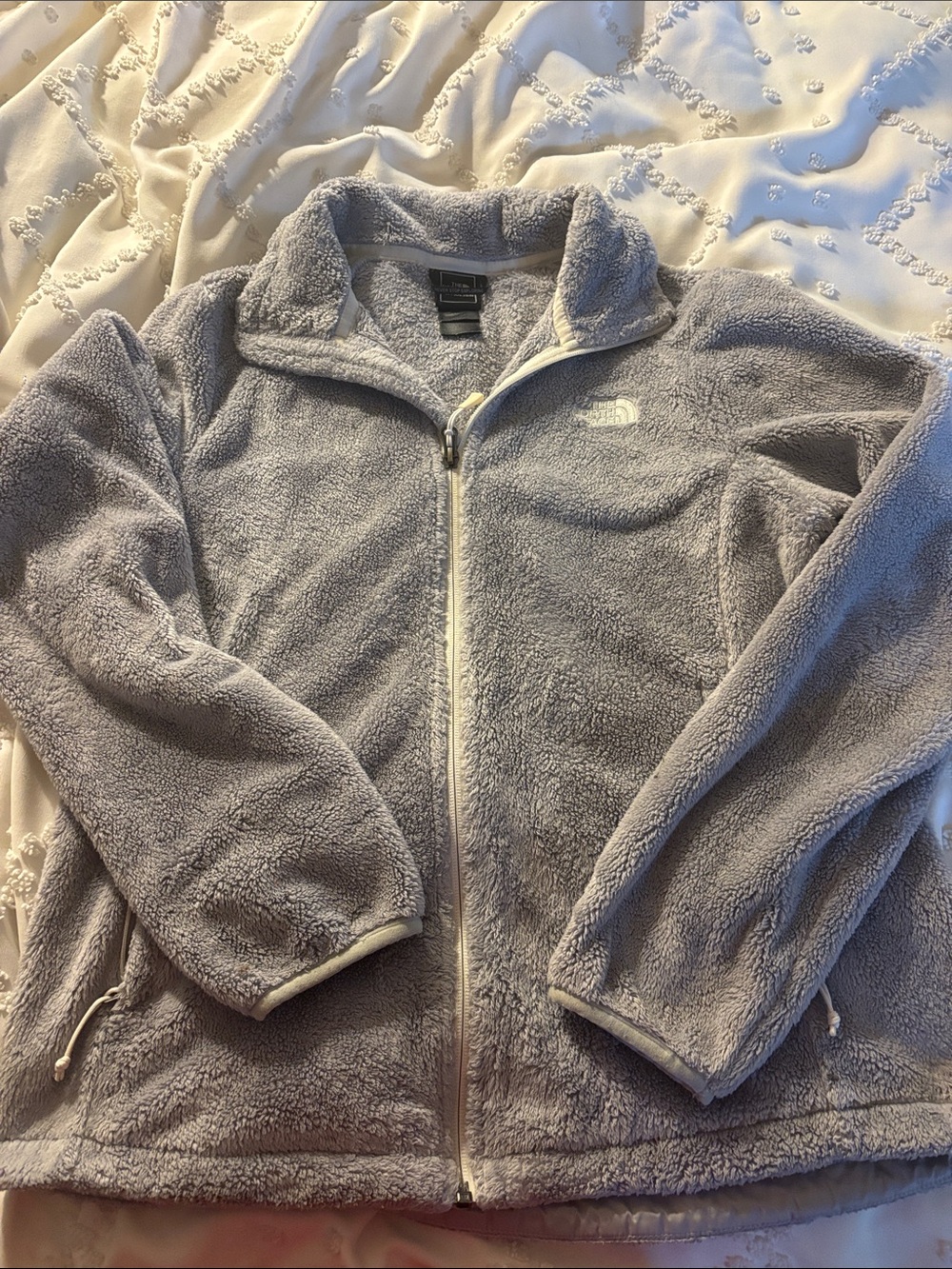 The North Face Kids Light Gray Plush Full-Zip Fleece Jacket